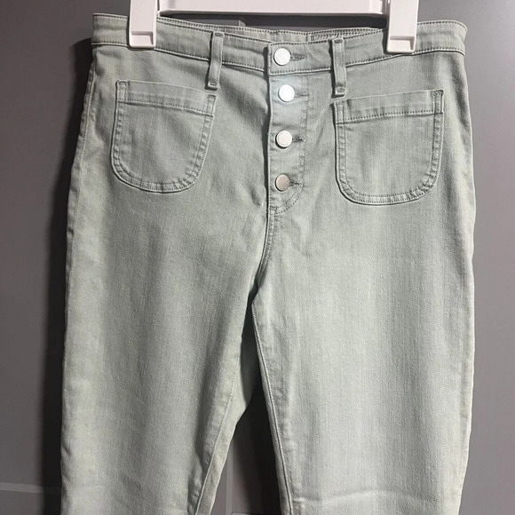 Anthropologie AG Vintage Stevie Ankle Button Up Slim Straight Jeans Green 32R - Picture 2 of 9